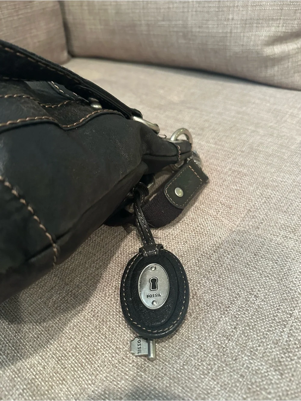 Fossil Dark Brown Leather Shoulder Crossbody Bag